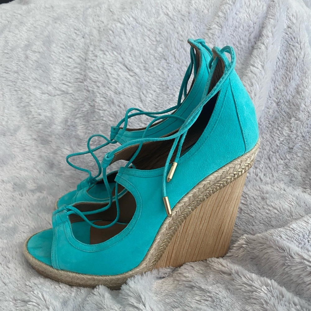 AQUAZZURA TURQUOISE SUEDE ESPADRILLES